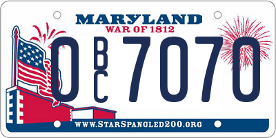 MD license plate 0BC7070