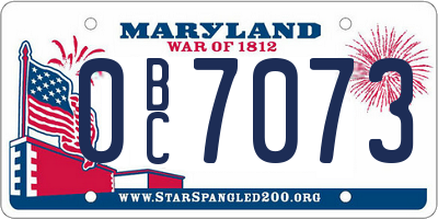 MD license plate 0BC7073