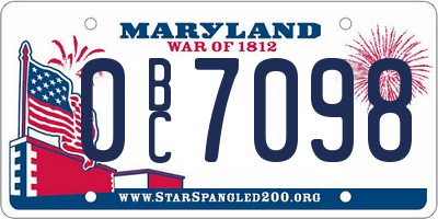 MD license plate 0BC7098