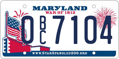 MD license plate 0BC7104