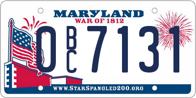 MD license plate 0BC7131