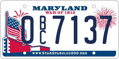 MD license plate 0BC7137