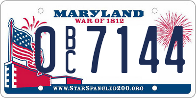 MD license plate 0BC7144