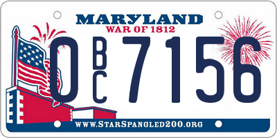 MD license plate 0BC7156