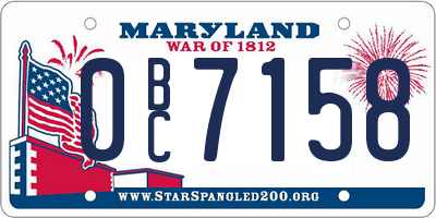 MD license plate 0BC7158