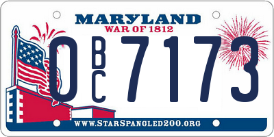 MD license plate 0BC7173