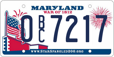 MD license plate 0BC7217