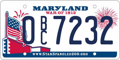 MD license plate 0BC7232