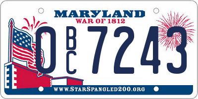 MD license plate 0BC7243