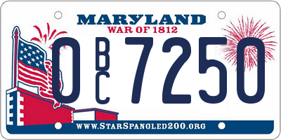 MD license plate 0BC7250