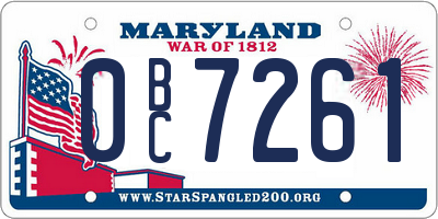 MD license plate 0BC7261