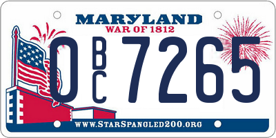 MD license plate 0BC7265