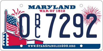 MD license plate 0BC7292