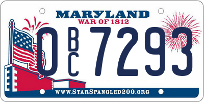 MD license plate 0BC7293