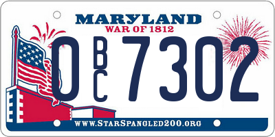 MD license plate 0BC7302