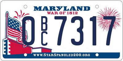 MD license plate 0BC7317