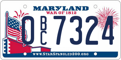 MD license plate 0BC7324