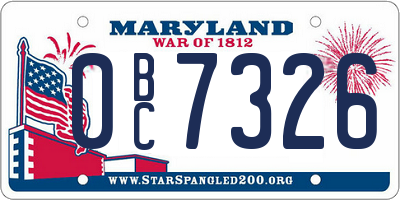 MD license plate 0BC7326