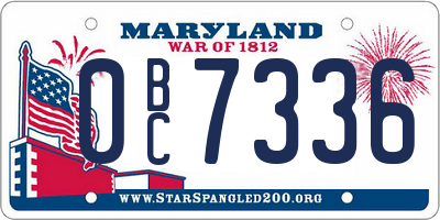 MD license plate 0BC7336