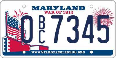 MD license plate 0BC7345