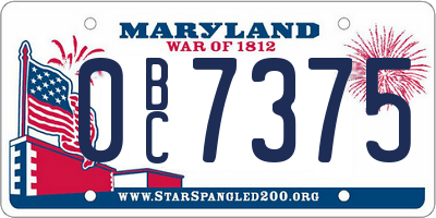 MD license plate 0BC7375