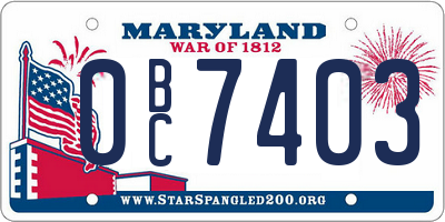 MD license plate 0BC7403