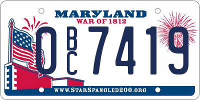 MD license plate 0BC7419