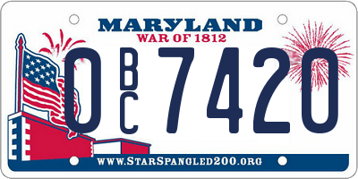 MD license plate 0BC7420