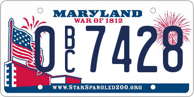 MD license plate 0BC7428