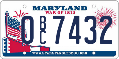 MD license plate 0BC7432