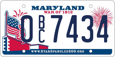 MD license plate 0BC7434