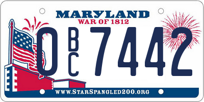 MD license plate 0BC7442