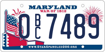 MD license plate 0BC7489