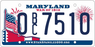 MD license plate 0BC7510