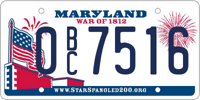 MD license plate 0BC7516