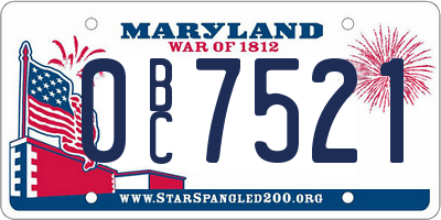 MD license plate 0BC7521