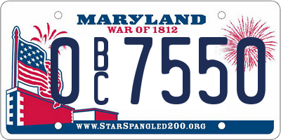 MD license plate 0BC7550