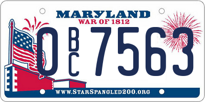 MD license plate 0BC7563