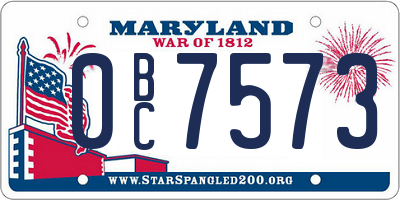 MD license plate 0BC7573