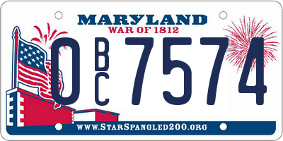 MD license plate 0BC7574