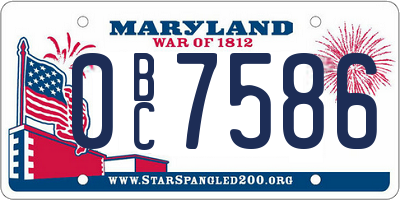 MD license plate 0BC7586