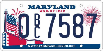 MD license plate 0BC7587