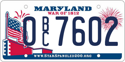 MD license plate 0BC7602