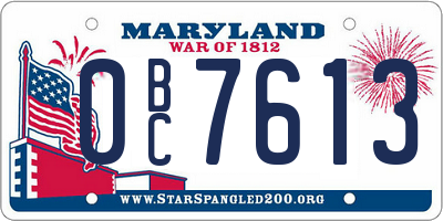 MD license plate 0BC7613