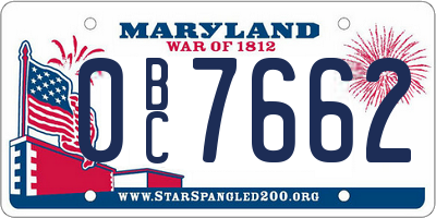 MD license plate 0BC7662