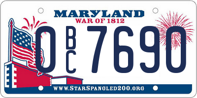 MD license plate 0BC7690