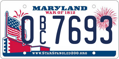 MD license plate 0BC7693