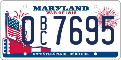 MD license plate 0BC7695