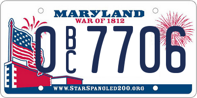 MD license plate 0BC7706