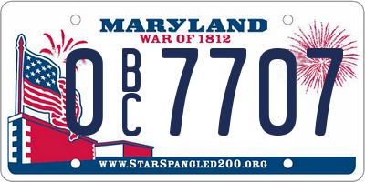 MD license plate 0BC7707
